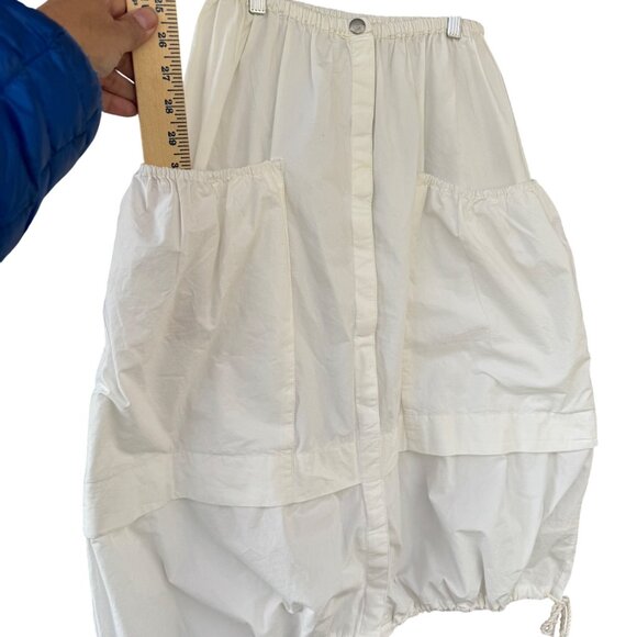 Free People XS White Cotton Bubble Hem Midi Skirt With Drawstrings & Pockets - Picture 3 of 10